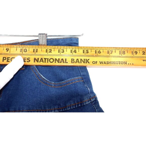 Denim Tiered Ruffle Mini Skirt Layered Blue Jean Y2K Elevated Indie - Picture 9 of 9